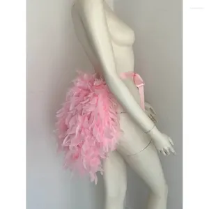 Sahne Giyim Açık Pembe Tüy Tail Tutu Kostüm Showgirl Burlesque Aksesuarları