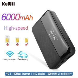 Kuwfi 4G LTE yönlendirici taşınabilir mini 3g modem 150ms kablosuz wifi açık nokta 6000mAh SIM kart yuvası LCD 240113