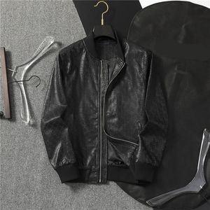 Neue Frühlings-Lederjacke, Designer-Herrenjacke, Herren-Jugend-Baseballkragen, Frühling und Herbst, lässige schwarze Lederjacke