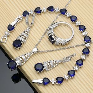 Colares Sier Conjuntos de joias Azul Natural Zircon Costume Jewelry Kits Jóias indianas para mulheres Conjunto de colar