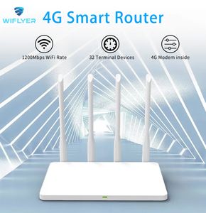Wiflyer 4G LTE Router SIM Card 1200Ms 300Ms 24Ghz 5GHz Wireless WiFi EC200AEU Modem Internet Access 4 Removable Antenna 240113