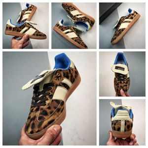 2024 Leopar Baskı Galler Bonner Tasarımcı Erkek Kadın Ayakkabı Platformu Vintage Trainer Spor Kabar Sabah Slip Dış Tablo Klasik Moda Boyut 36-45