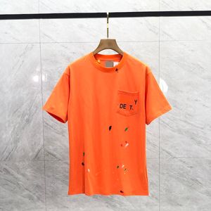Yeni erkek tasarımcı tişörtler turuncu cep mektubu moda kısa kol lüks mektup desen t-shirt s-xxl