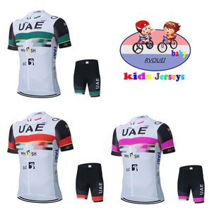 Uae Pro Kids Велосипедный трикотажный комплект Шорты Летний баланс Дышащая быстросохнущая детская одежда Одежда для велосипеда для мальчиков и девочек 240113
