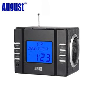Радио August Mb300h Mini Wood FM-часы-радиоприемник со стереосистемой Mp3, 2 х 3 Вт, громкоговоритель Hi-Fi с SD-картой/USB-входом/aux-входом