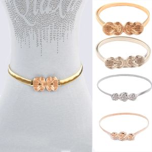 Свадебный золотой, серебристый ремень в форме листа для девушек, элегантный узкий эластичный металлический пояс на талии, женское платье, новый пояс с поясом
