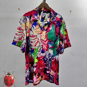 Camisas curtas vermelhas estampadas homens mulheres camisa havaiana praia roupas casuais