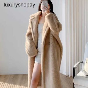 Tasarımcı Maxmaras Teddy Bear Coat Womens Kaşmir Katlar Yün Kış 2024 Yeni 100 Saf Pelet Kürk Moda ve Şık Stil Zayıflama Takım Takım Ted