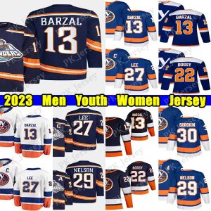 Özel Hokey Jersey Erkek Kadın Genç New York'''''Slanders'''13 Barzal Ters Retro Forması 27 Lee 28 Romanov Josh Parise Noah Dobson Mike Bossy Ilya Sorokin Forma