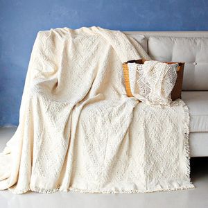 Nordic algodão sofá lance cobertores ao ar livre acampamento piquenique grande cobertor lazer relaxar toalha de praia branco viagem tapete borlas linho 240115