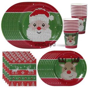 Disposable Dinnerware Christmas Elk Ugly Sweater Theme Party Disposable Tableware Paper Plates Napkins Cup Christmas Decor For Home 2023 New Year 2024vaiduryd