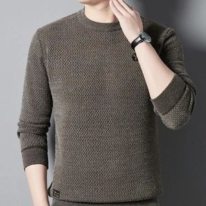 Erkekler Sıcak Rahat Linli Crewneck Top Kış Peluş Kalınlaştırılmış Yuvarlak Boyun Gevşek Takas Erkek Renk Çok Sıcak Örgü Sweater 240113