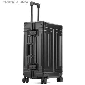 Bavullar Yeni En Kaliteli Alüminyum Seyahat Bagajı İş Arabası Bavul Çantası Spinner Boarding Haddeleme Bagajında ​​Taşıma 20/24/26/29 inç Q240217