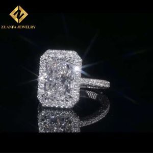 Fabrika Outlet 10K 14K Alyans Gerçek Altın Sertifikalı Radyant Kesim Laboratuar Grown Diamond Rings Mücevherleri Kadınlar İçin