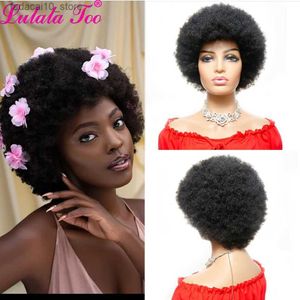 Sentetik peruklar kısa afro peruk brezilya insan saç perukları kadın için remy clueless afro kinky kıvırcık peruk% 150% yoğunluk doğal renk remy yepei saç q240115