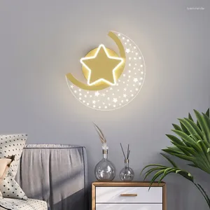 Duvar lambaları Çocuk Odası Yıldız Ay Akrilik Led Lamba Koridor Koridoru Yatak Odası Bebek Uyku Gece Işıkları Yaratıcı Ev Deco Sconce