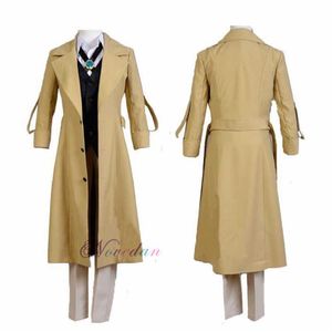 Bungo Stray Dogs Dazai Osamu Cosplay Anime Kostüm Uzun Ceket Kat Takım Yetişkin Erkekler Cadılar Bayramı Noel Kostümü Y0903273J