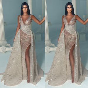 Klasik Spagetti Kayışları Denizkızı Gelinlik Çıkarılabilir Tren Sapıkları Illusion Side Blele Gelin Gowns Sleeless Gelin Elbiseler Özel Yapım