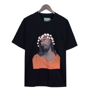 ABD Tarzı Portre Çiçek Yağlı Boya Baskı Pamuk Tee Tasarımcı T Shirt İlkbahar Yaz Günlük Moda Kaykay Erkekleri Kadın Tshirt 24SS 0115