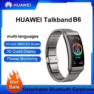 Saatler Huawei Talkband B6 Orijinal Global Versiyon Çağrı Kulaklık Bluetooth Akıllı Bilezik Spor Bilek Bantları Dokunma LED Ekran
