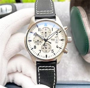 U1 Top AAA Роскошные часы для пилотов диаметром 43 мм Механические автоматические часы с указанием дня/даты и люминесцентным куполообразным кожаным ремешком с черным циферблатом и стрелками Дизайнерские военные наручные часы