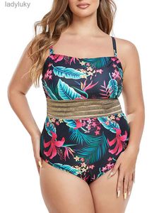 Одежда для плавания с цветочным принтом большого размера, цельный купальник, женский купальник с вырезами, женские купальные костюмы, купальный костюм, пляжная одеждаL240115