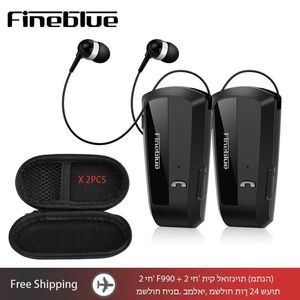 Наушники 2 шт. Fineblue F990 BT5.0 бизнес-гарнитура Bluetooth драйвер наушники стерео наушники с вибрацией выдвижные наушники с сумкой