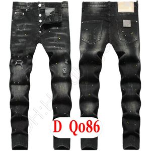 Mens İtalya Tasarımcı Denim Kot Pantolon DQ2086 Moda Aşınma delikleri Sıçrama-mürekkep pul Pantolon Motosiklet Binicilik US28-42/EU44-58