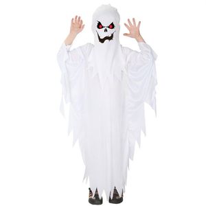 Tema Kostüm Çocuk Çocuk Boys Spooky Korkunç Beyaz Hayalet Kostümler Robe Hood Ruh Cadılar Bayramı Purim Partisi Karnaval Rolü Cosplay 305Q