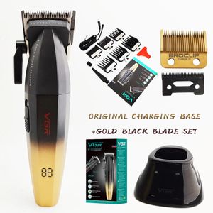 VGR V003 Wireless Electric Clipper 9000rpm Hair Salon Engraving Mens Shaving Digital Display Gradient Trimmer 240115