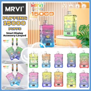 bladerdeeg 15000 MRVI 15K bladerdeeg wegwerpvape Ecig vaper oplaadbaar 25ml met smart display en lanyard vape desechable vaper razz bar banaan10 smaken vapes mrvi bar