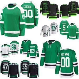 Kadın genç adam hokey 95 Matt Duchene Jersey 47 Radulov 55 Thomas Harley 63 Evgenii Dadonov 5 Nils Lundkvist 15 Craig Smith 24 Roope Hintz Renk Siyah Yeşil Beyaz