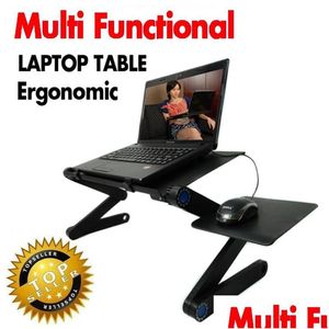 Другие компьютерные аксессуары Lapdesks Mti Функциональный эргономичный стол для ноутбука для кровати Портативный диван Складная подставка Ноутбук Lapdesk с Dhftm