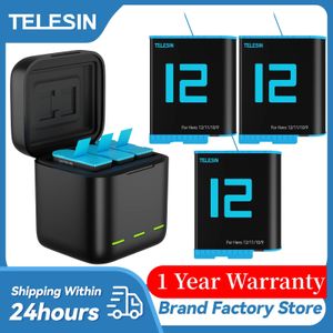 TELESIN Battery 1750 mAh For GoPro 12 Hero 11 10 3 Way Battery Fast Charger Box Storage For GoPro Hero 12 11 10 9 Accessories 240115