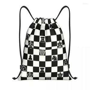 Alışveriş çantaları özel moda satranç çizim kadın erkekler hafif satranç tahtası oyun spor salonu depolama sırt çantası