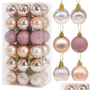 Noel dekorasyonları 36pcs gül altın plastik toplar süsleme 4cm asmak kolye topu kapalı yıl xmas ağacı dekor ev dekorasyon damla dhnus