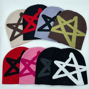Kafatası Kapakları Örme Külot Yün Şapka Yıldız Astral Sembol Desen Sıcak Şapka Hip-Hop Beanie Street Punk Kış Örme Kapak Unisex