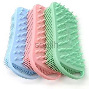 Bath Tools Accessories 2 In 1 Silicone Shower Brush Scrubber Soft Scalp Massager Shampoo Brush Double-Sided Body Brush Foam Skin Clean Tool zln240116