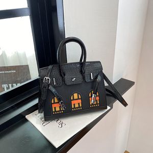 Factory wholesale women shoulder bag 6 elegant color matching leather handbags daily Joker stone handbag personalized printing backpack 6617#