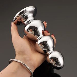 3 Style Stainless Steel Huge Butt Plug Anus Stimulator Sex Toys For Men Women Gay Metal Beads Anal Big Erotic Adult Product y240115