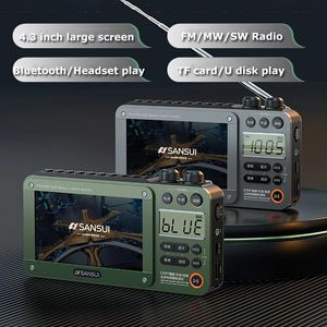 Radio Portable Retro Radio Fm/mw/sw Radio Receiver 4.3inch Screen Video Music Player Wireless Bluetooth Speaker Support Tf Card Usb