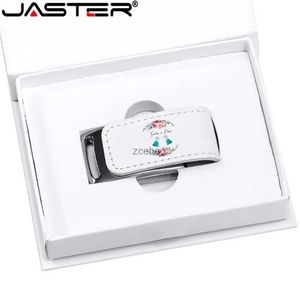 USB Flash Driving Hediyeler için Jaster Custom 2.0 Flash Pen Drives 64GB 32GB 4GB 8GB 16GB Pendrive Deri USB + Beyaz Kutu (1 adet Ücretsiz)