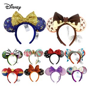 Cartoon Minnie Ears Headband Mermaid princess Big Sequin Bows EARS COSTUME Headband Cosplay Plush Adult/Kids Headband Gift 240116