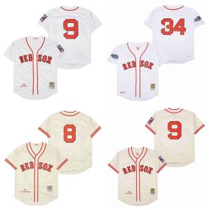 Personalizzato Uomo Donna Bambini Mitchell e Ness Ritorno al passato Nomar Garciaparra Red''Sox''Baseball Jersey Ted Williams Yastrzemski Johnny Pesky Ruth Jim Rice David 34 Ortiz''Wade