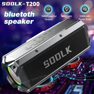 Hoparlörler Caixa De SOM SODLK T200 100W Kablosuz Hoparlör RGB Işık Taşınabilir 10400mah Bluetooth Hoparlörler Hifi Ses Çift Diyafram Derin Bas