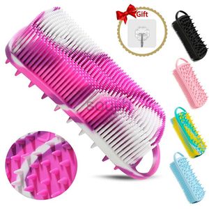 Bath Tools Accessories New Silicone Exfoliating Body Scrubber 2 in 1 Body Brush Hair Scalp Brush Massager Dual Use Skin Care Tool Shower Accessories zln240116