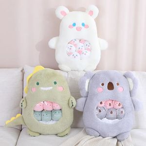 6Pcs Small Toys Inside Cute Cartoon Animals Plush Pillow Soft Stuffed Sofa Cushion Homdecor Pillow 240115