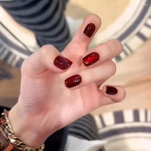 Накладные ногти 24 шт. Длинные квадратные французские накладные ногти с белой розой Дизайн с полным покрытием Нажмите на советы по дизайну ногтей