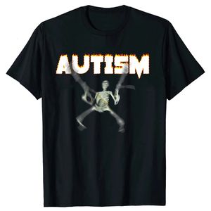 Футболка с изображением аутизма и скелета, юмор, забавный принт с черепом, костюм на Хэллоуин, подарки, осведомленность об аутизме, нейродивергентная футболка с графикой 240115