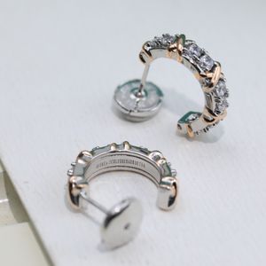 Lüks Hoop Küpeler Schlumberger Marka Tasarımcısı Altın Çapraz Çember Zirkon Döngü Küpeleri Kadın Mücevherleri